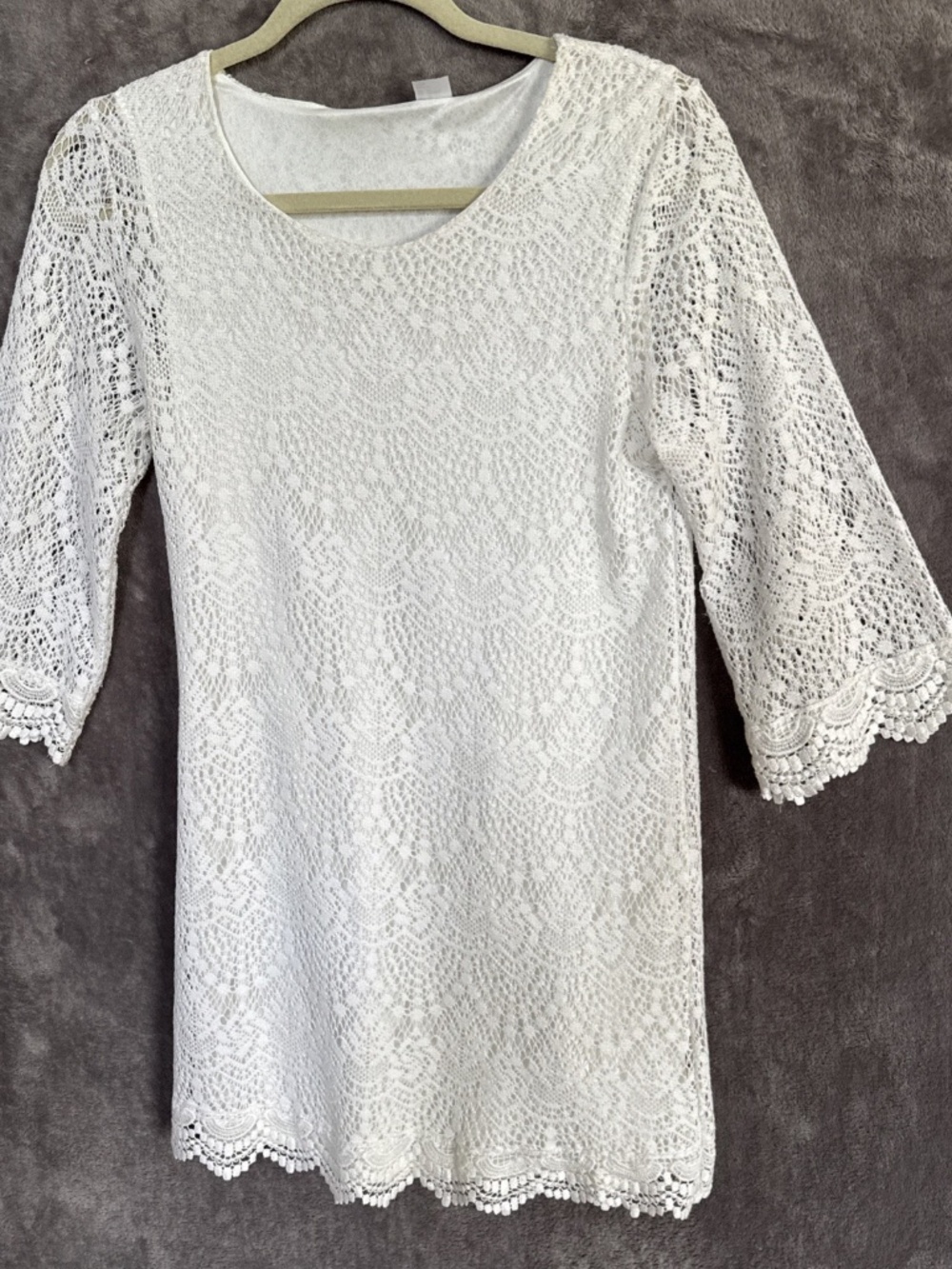 DIVIDED by H&M Black Lace 3/4 Sleeve Mini Dress Ivory Size 10 - Size Medium